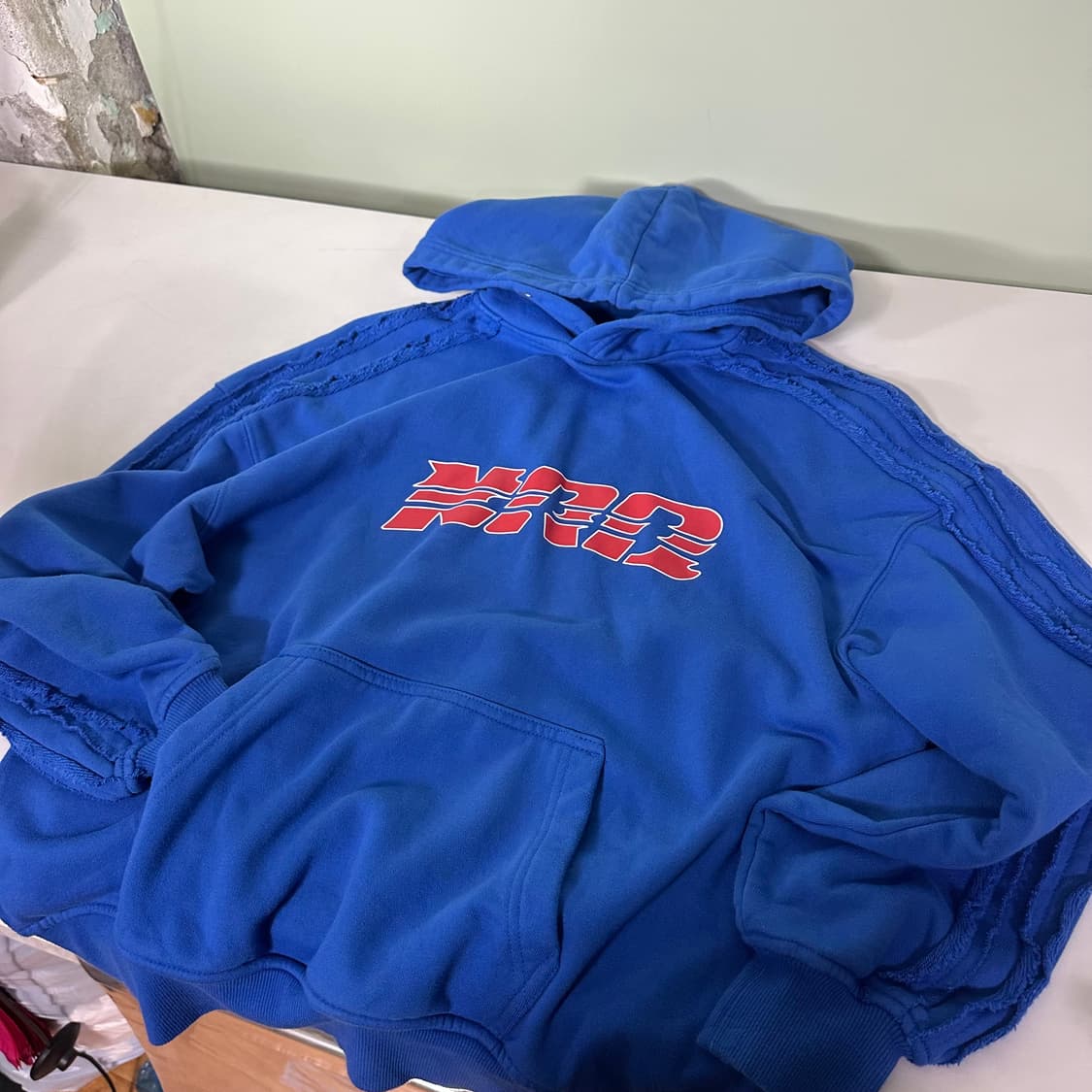 OS 널디 오버핏 블루 그런지 스웻후드 상품이미지2