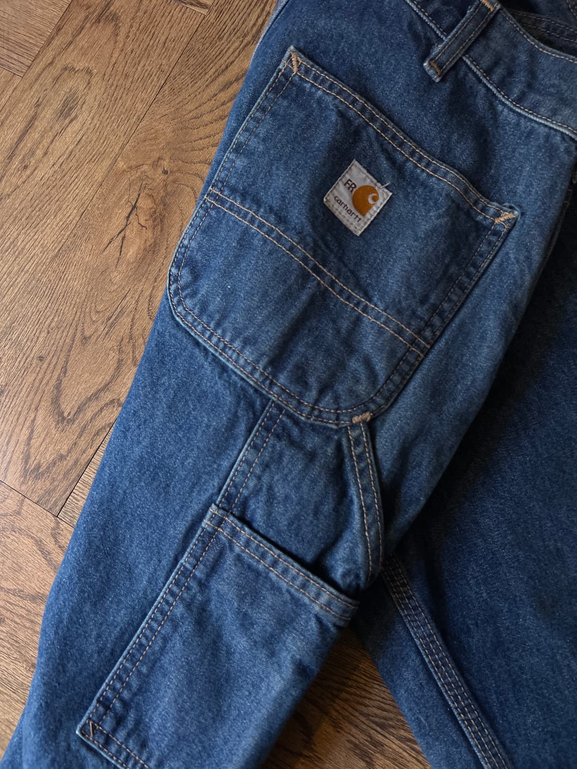 [32]칼하트FR USA 미디엄블루 싱글니 카펜터 워크 데님 팬츠 상품이미지8