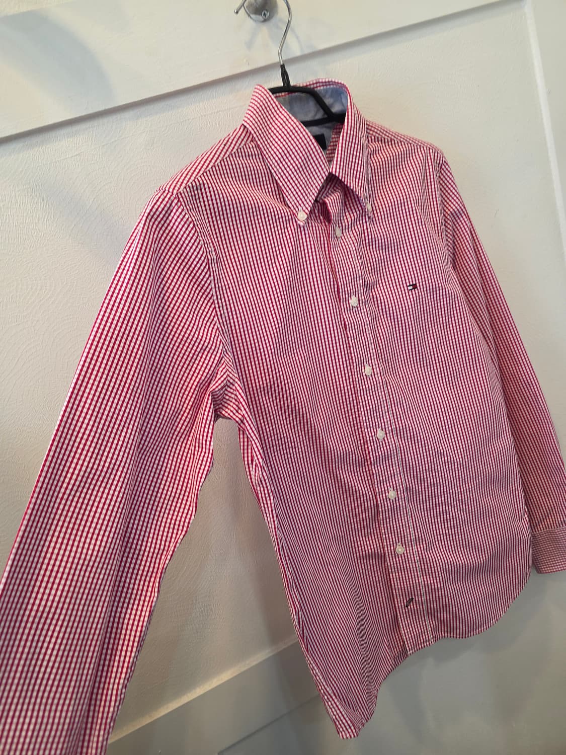 타미힐피거 레드 깅엄체크 셔츠 XS 슬림핏 상품이미지3