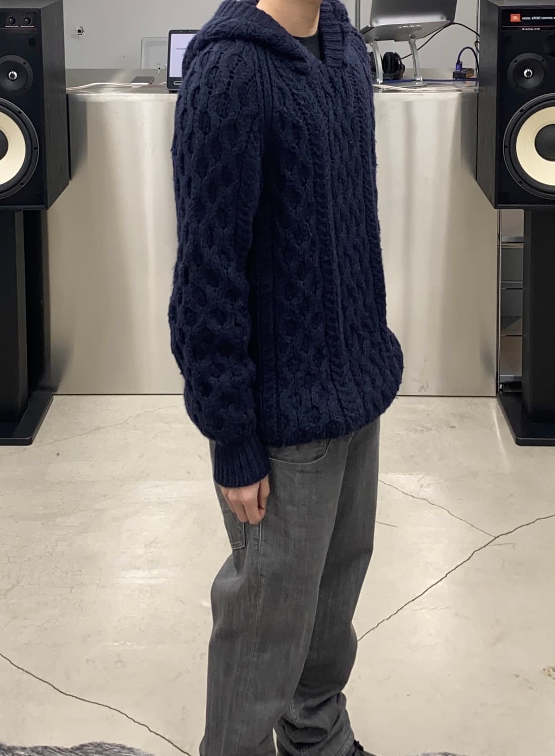 언유즈드 알파카 울 케이블 니트 후디 상품이미지4