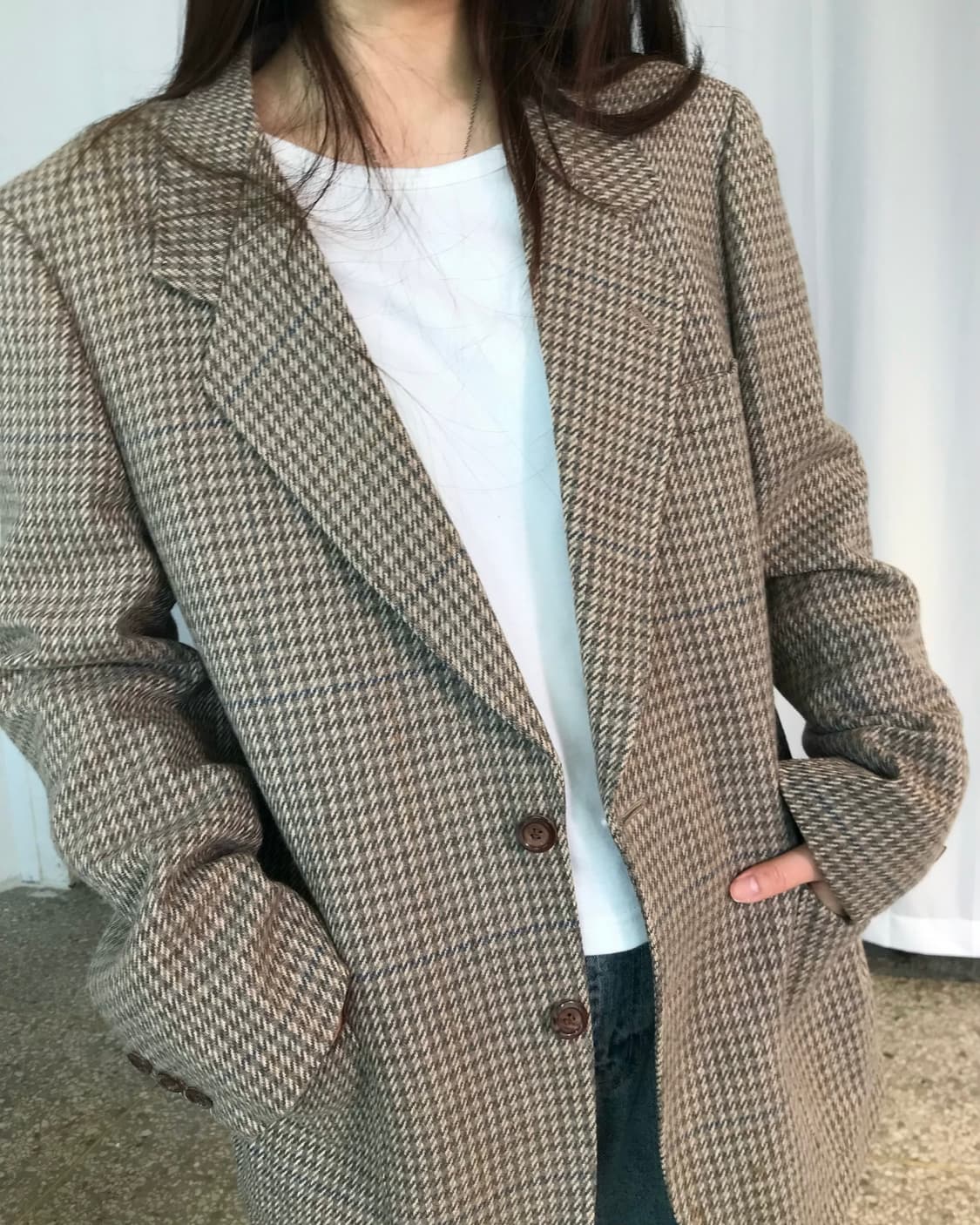 클래식 브라운 체크 블레이저 상품이미지4