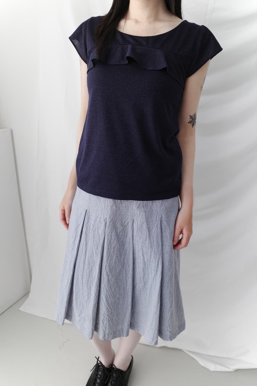 back ribbon half blouse 상품이미지5