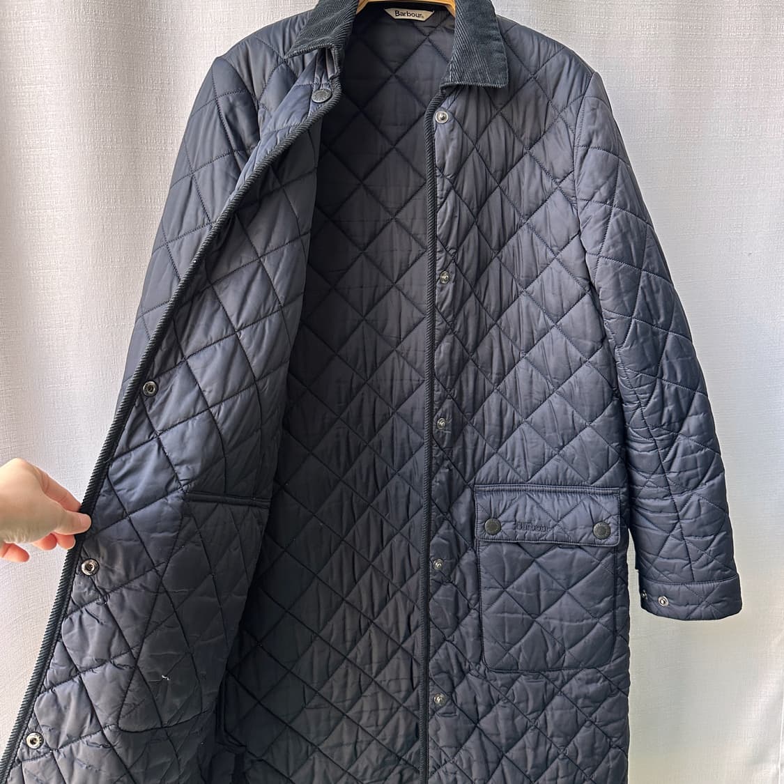 바버 롱 퀼팅 자켓 네이비 UK 10 사이즈(90) 상품이미지7