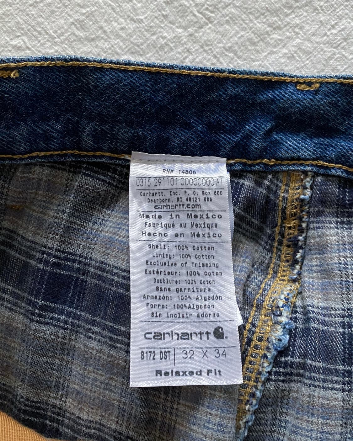 칼하트 페인팅 플란넬 데님 팬츠 상품이미지10