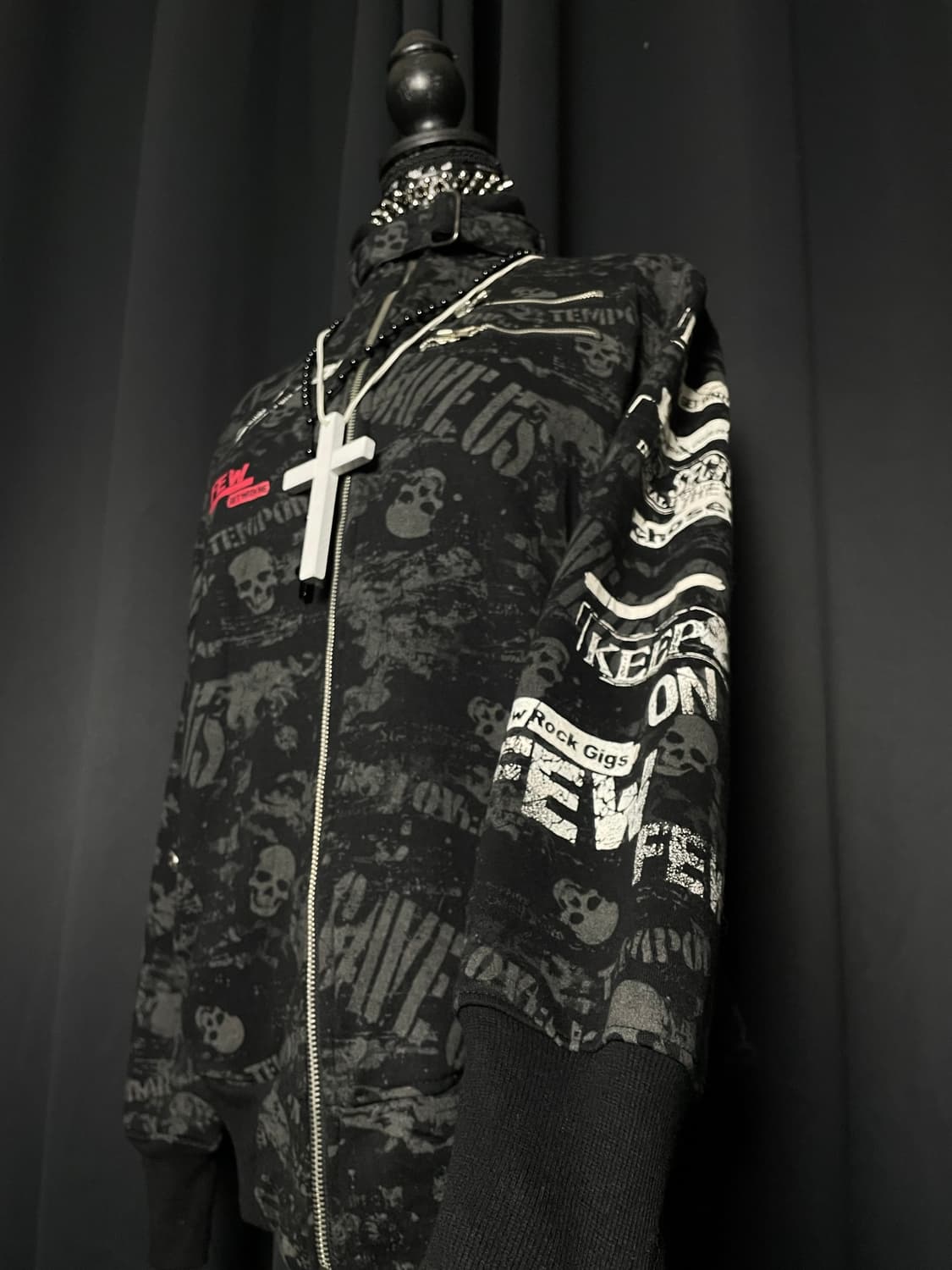 JPN 펑크 스컬 해골 프린팅 버클 넥 자켓 상품이미지7