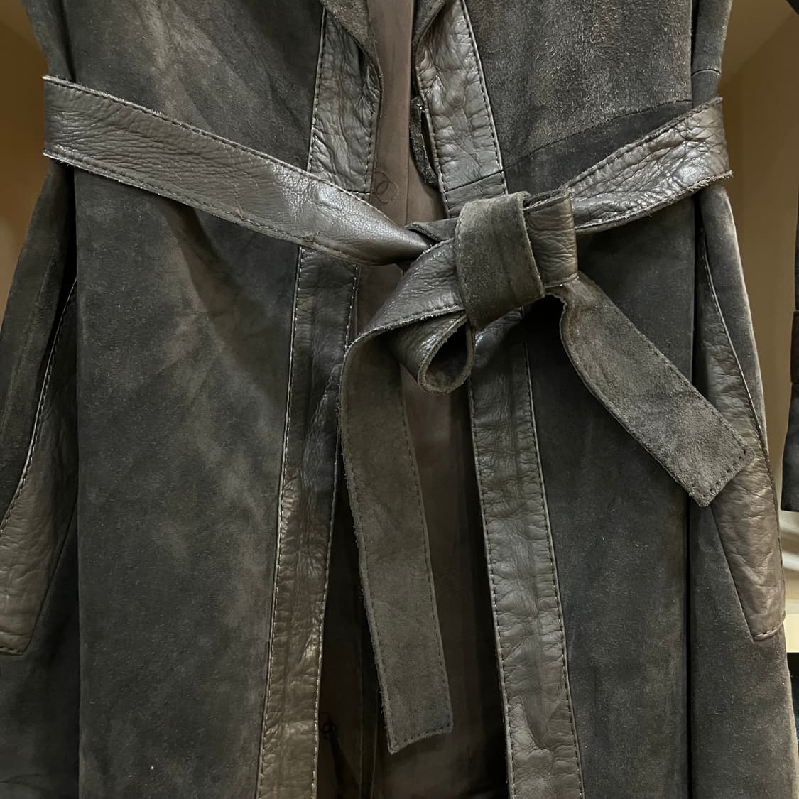 VTG 빈티지 브라운 스웨이드 로브 롱 코트 상품이미지4