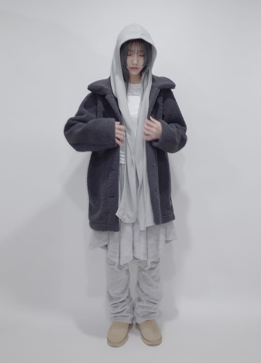 지초이 컴포트 FLEECE HOODIE SCARF 후디 머플러 상품이미지8