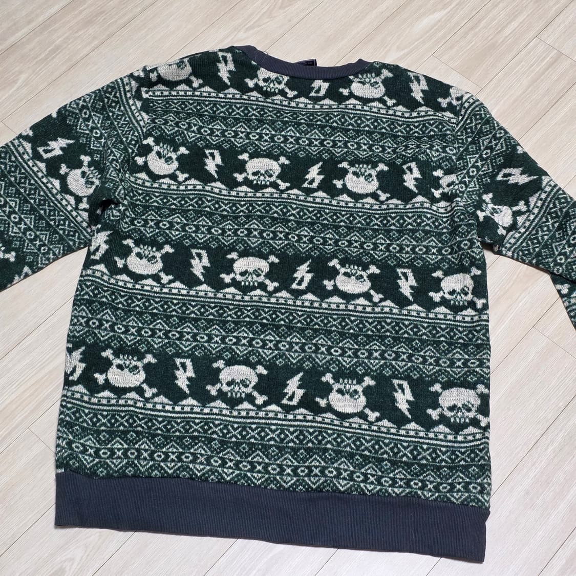 미국빈티지)y2k 해골패턴 노르딕 겨울 스컬 기모니트스웨터 상품이미지2