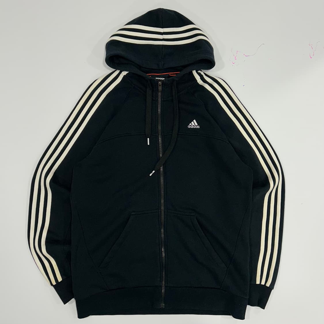 Adidas 아디다스 후드 삼선 포인트 블랙 집업 상품이미지3