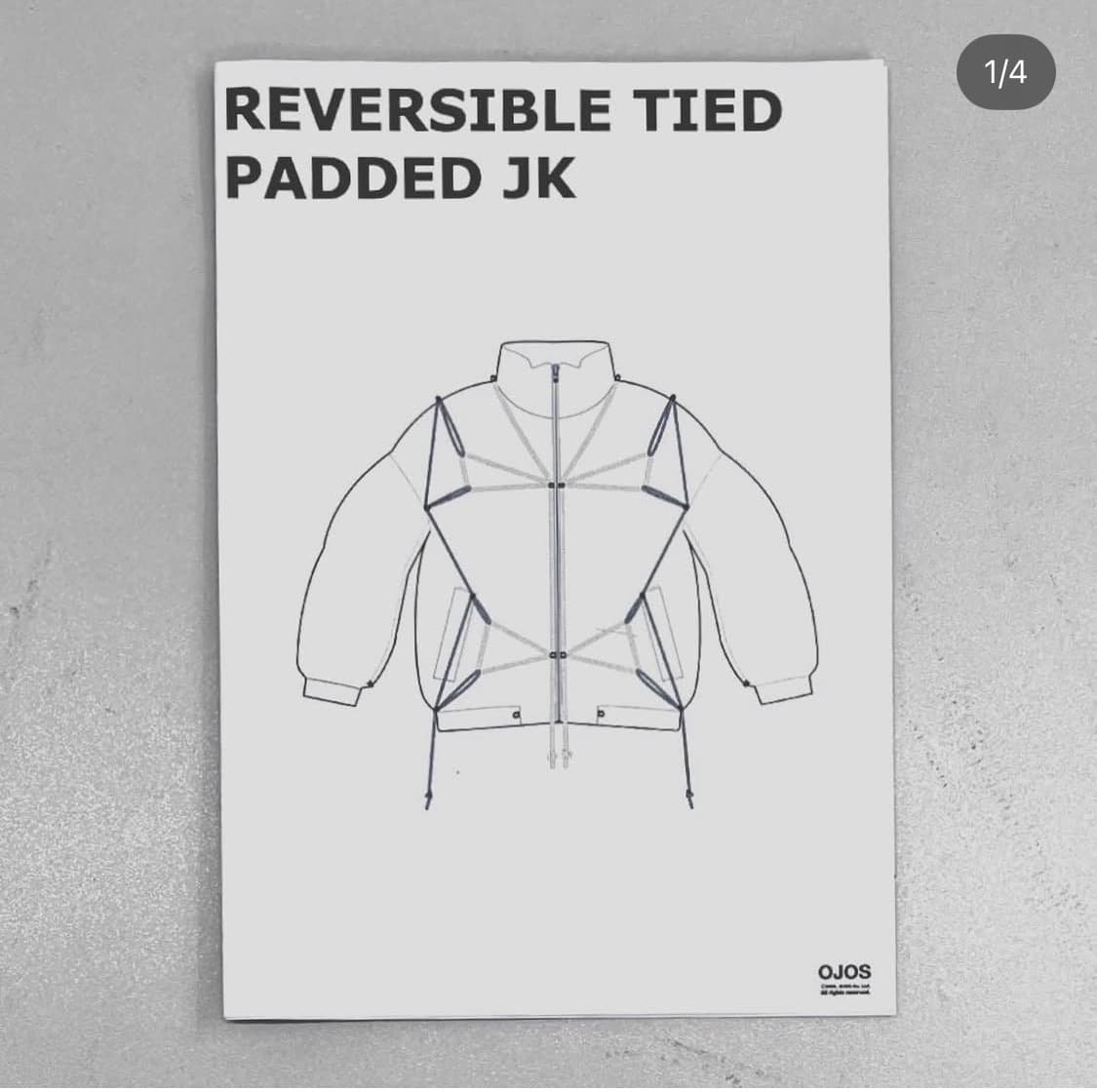 [OJOS] 오호스 타이 리버시블 패딩 블랙 상품이미지2