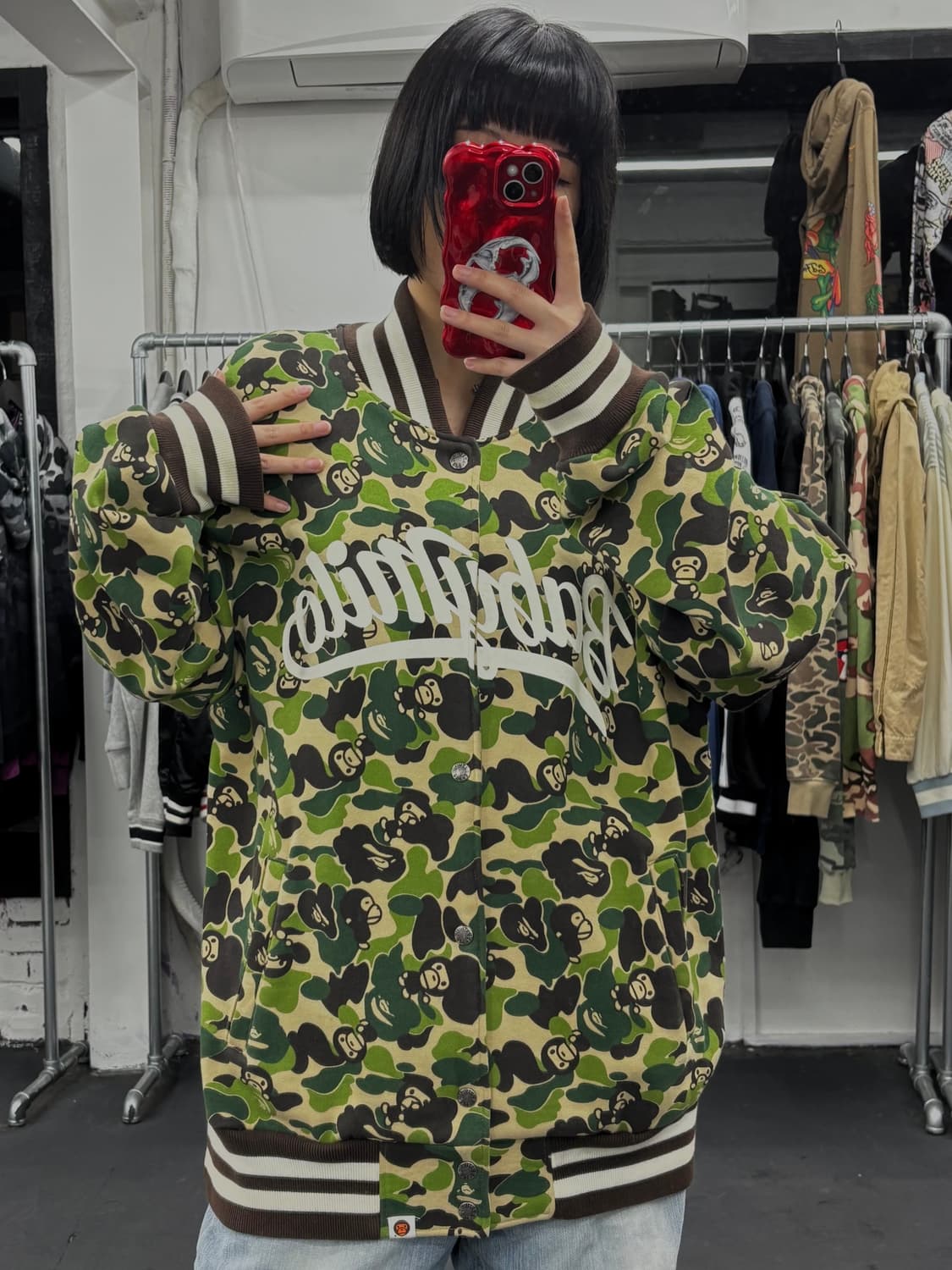 베이프 베이비 마일로 카모 바시티 자켓 상품이미지2