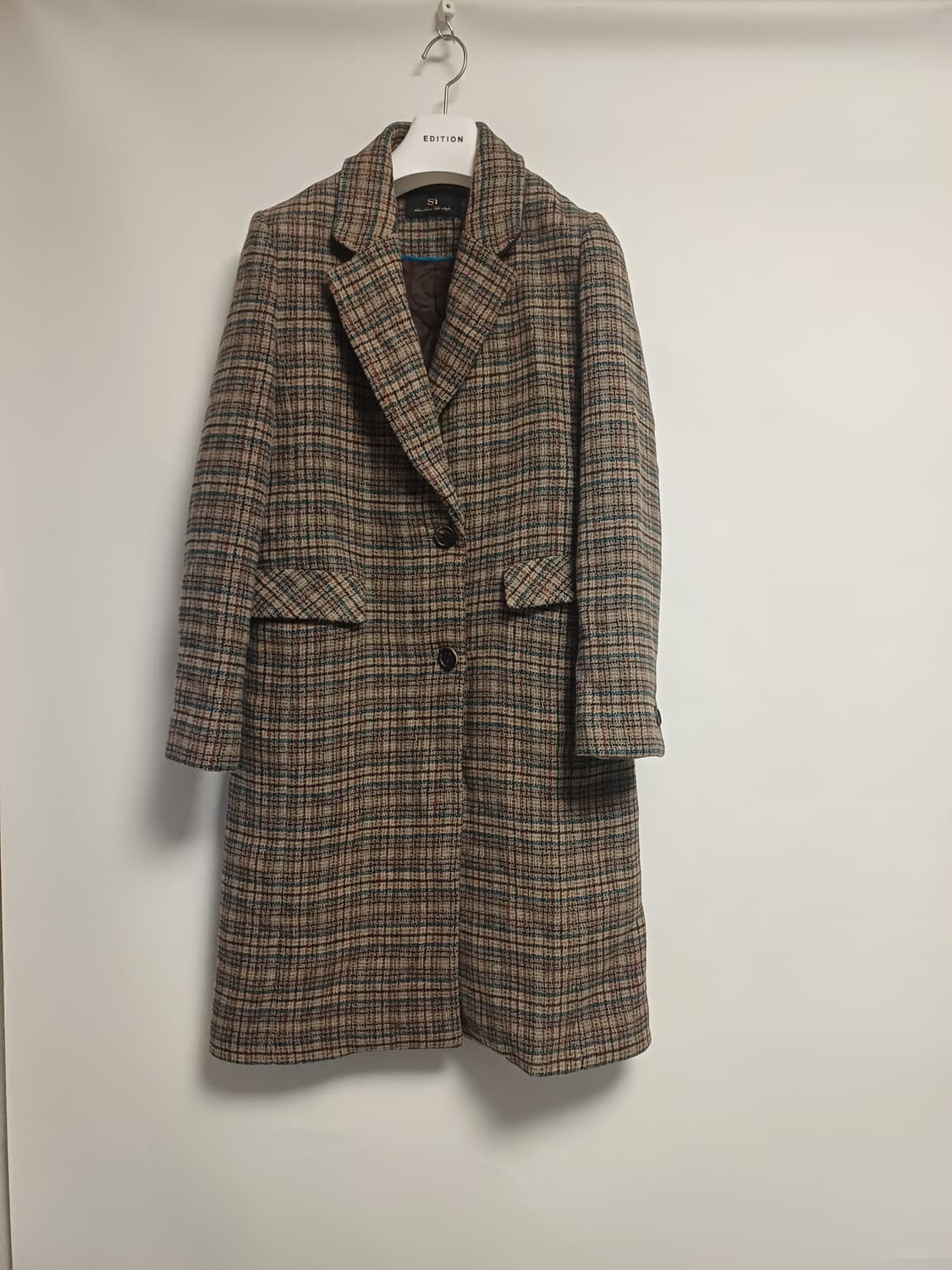 [이태리원단] SI(씨) 여성 자수 포인트 체크 롱코트 (55) 상품이미지1