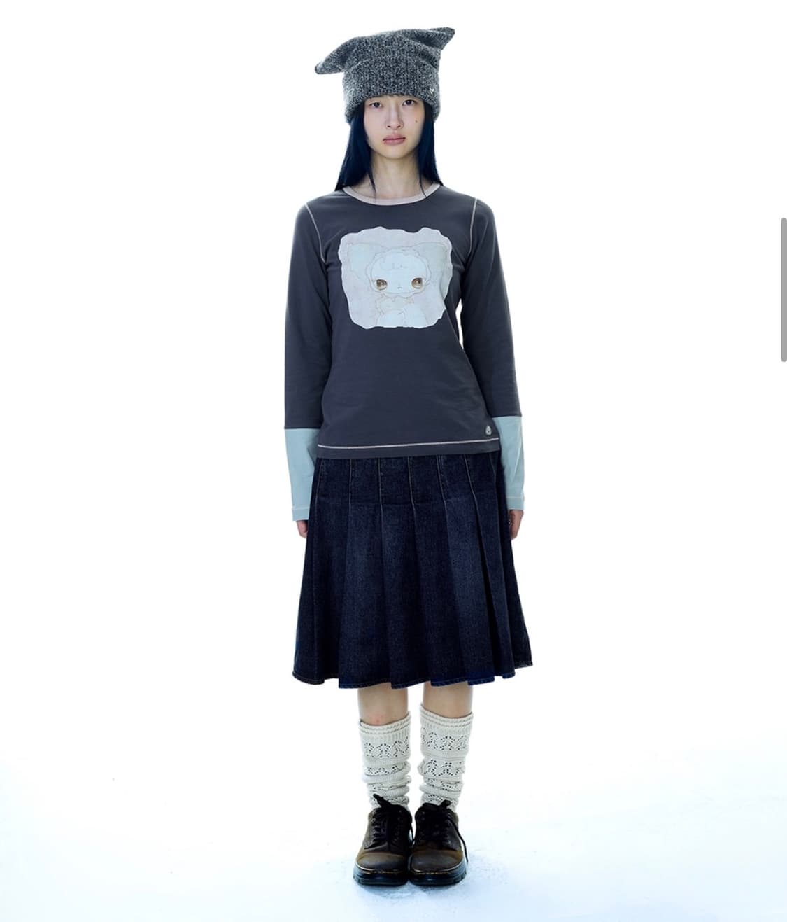 코이세이오 딥 데님 플리츠 스커트 사이즈 1 상품이미지2