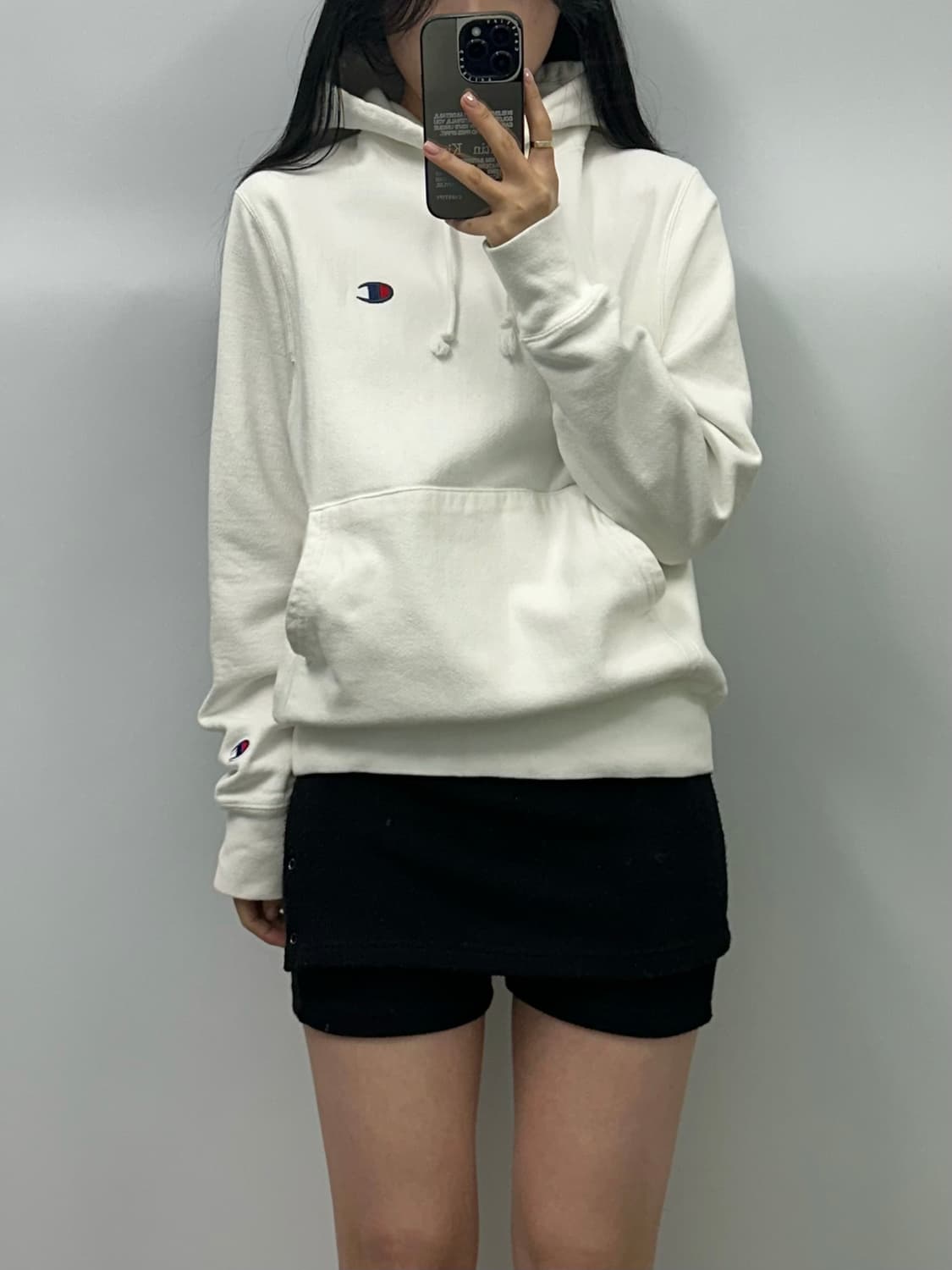 챔피온 리버스위브 화이트 후드티 상품이미지1