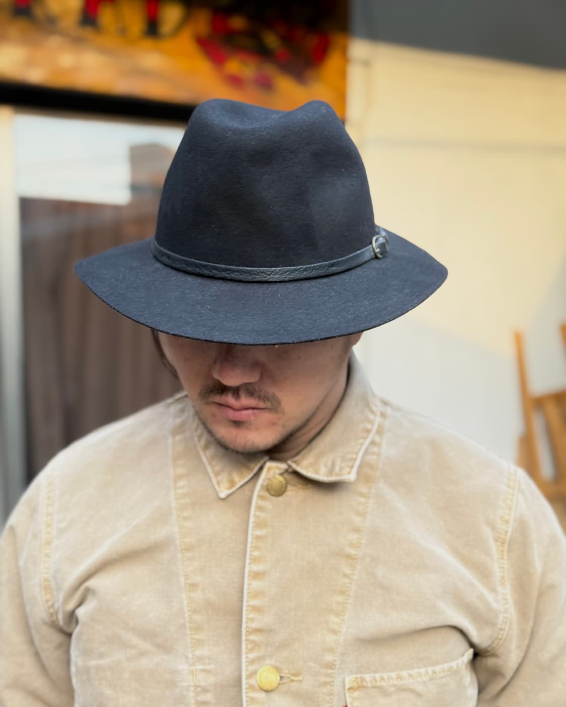 클럽모나코 레더 밴드 울 펠트 페도라 OS 상품이미지7