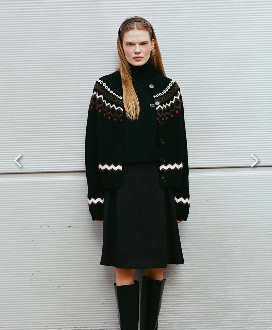 (안유진st) 르누이 램스울100% 자가드패턴 브리티시 가디건 (F) 상품이미지1