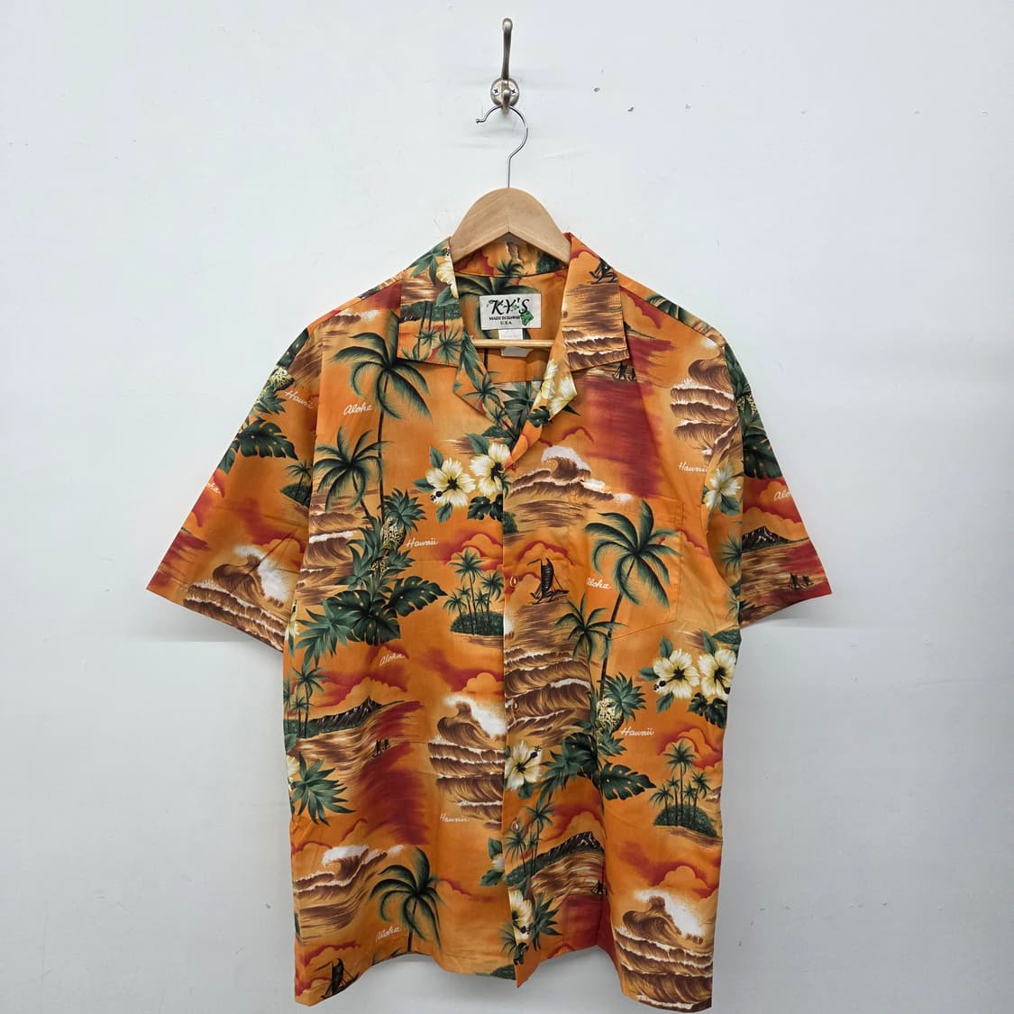 KYS 하와이안 오렌지 반팔 셔츠 남XL 상품이미지1