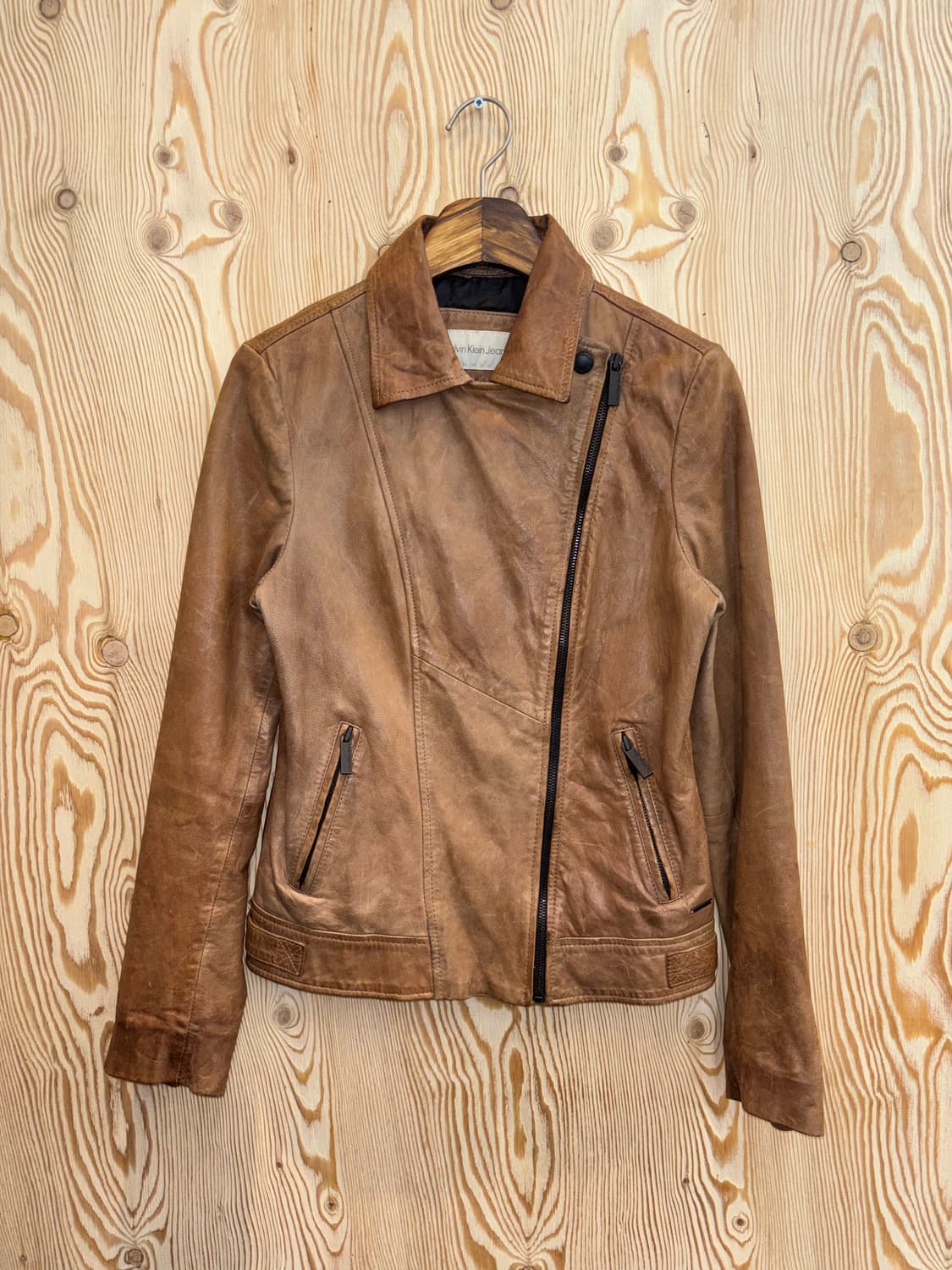 캘빈클라인진스 사선 지퍼 가죽자켓 상품이미지1