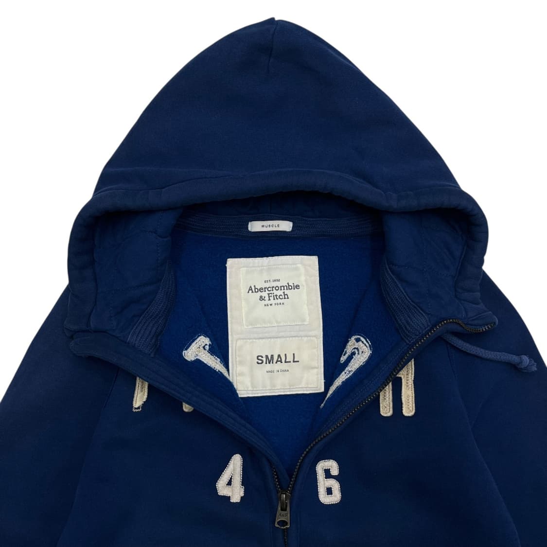 아베크롬비 센터로고 딥블루 후드집업 S 상품이미지5