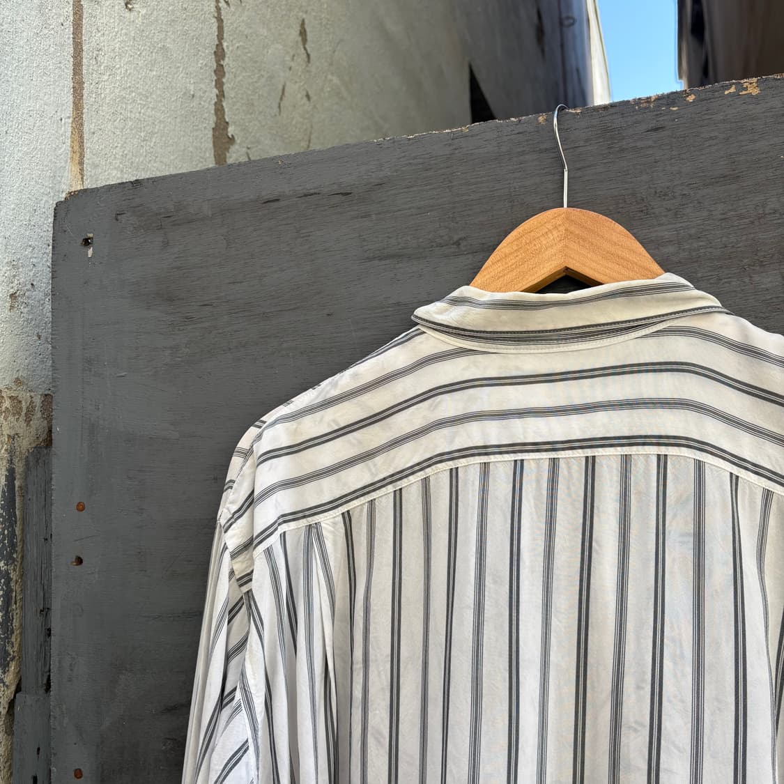 90s 꼼데가르송 robe de chambre 실키 블랙 스트라이프 셔츠 상품이미지7