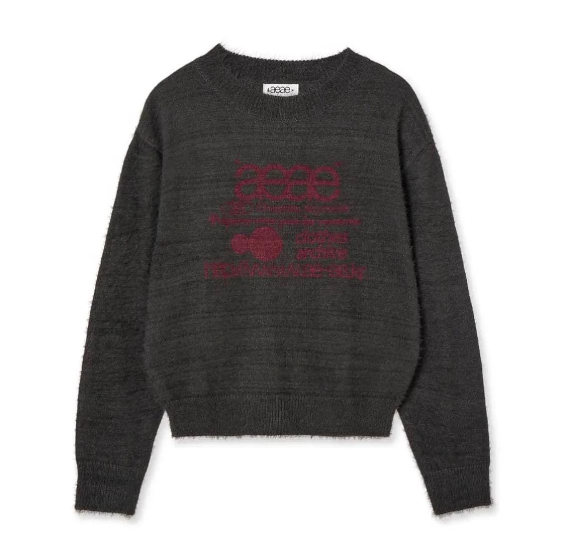 aeae 웹 로고 헤어리 니트 차콜색 상품이미지1