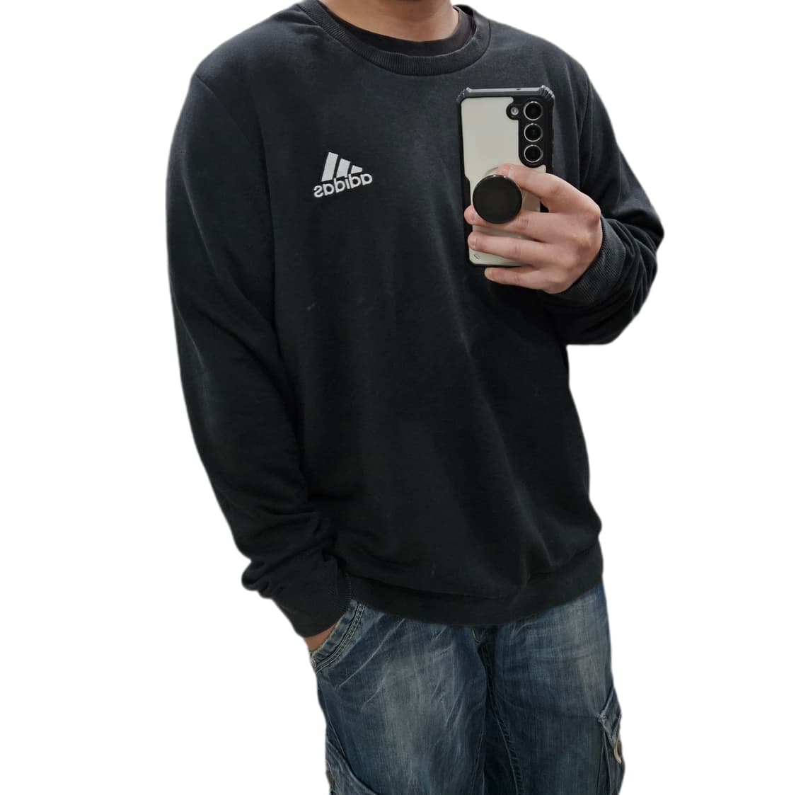 100-105 아디다스 블랙 맨투맨 상품이미지1