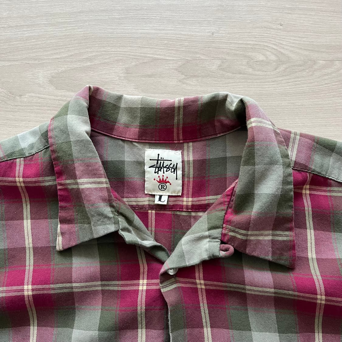 [L] 90s 빈티지 올드 스투시 체크 셔츠 상품이미지2
