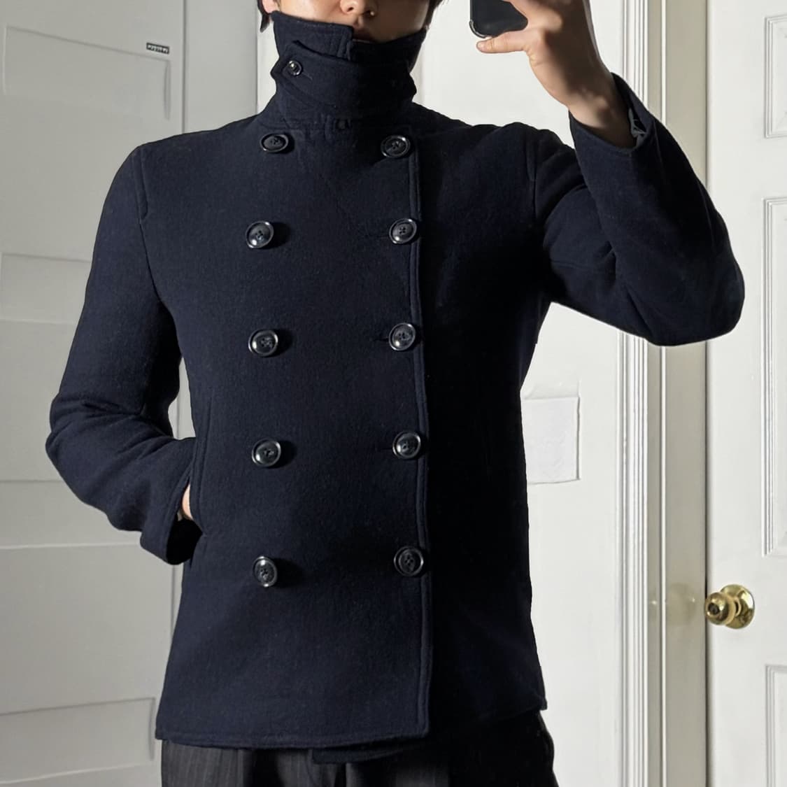 Havard 하이넥 피코트 네이비 상품이미지1