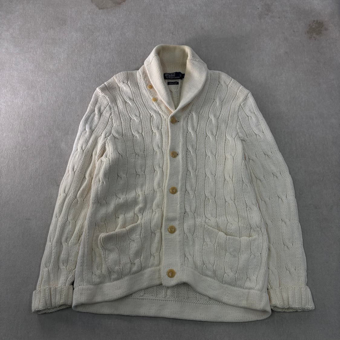 100 폴로랄프로렌 숄카라 핸드니트 꽈배기 가디건 상품이미지1