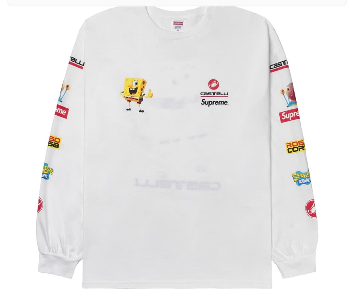 슈프림 x 스폰지밥 카스텔리 레이싱 롱슬리브 티셔츠 화이트 M사이즈 상품이미지7