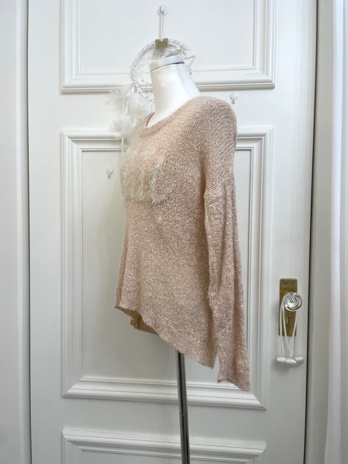 sheer coral lovely boucle knit top 상품이미지2