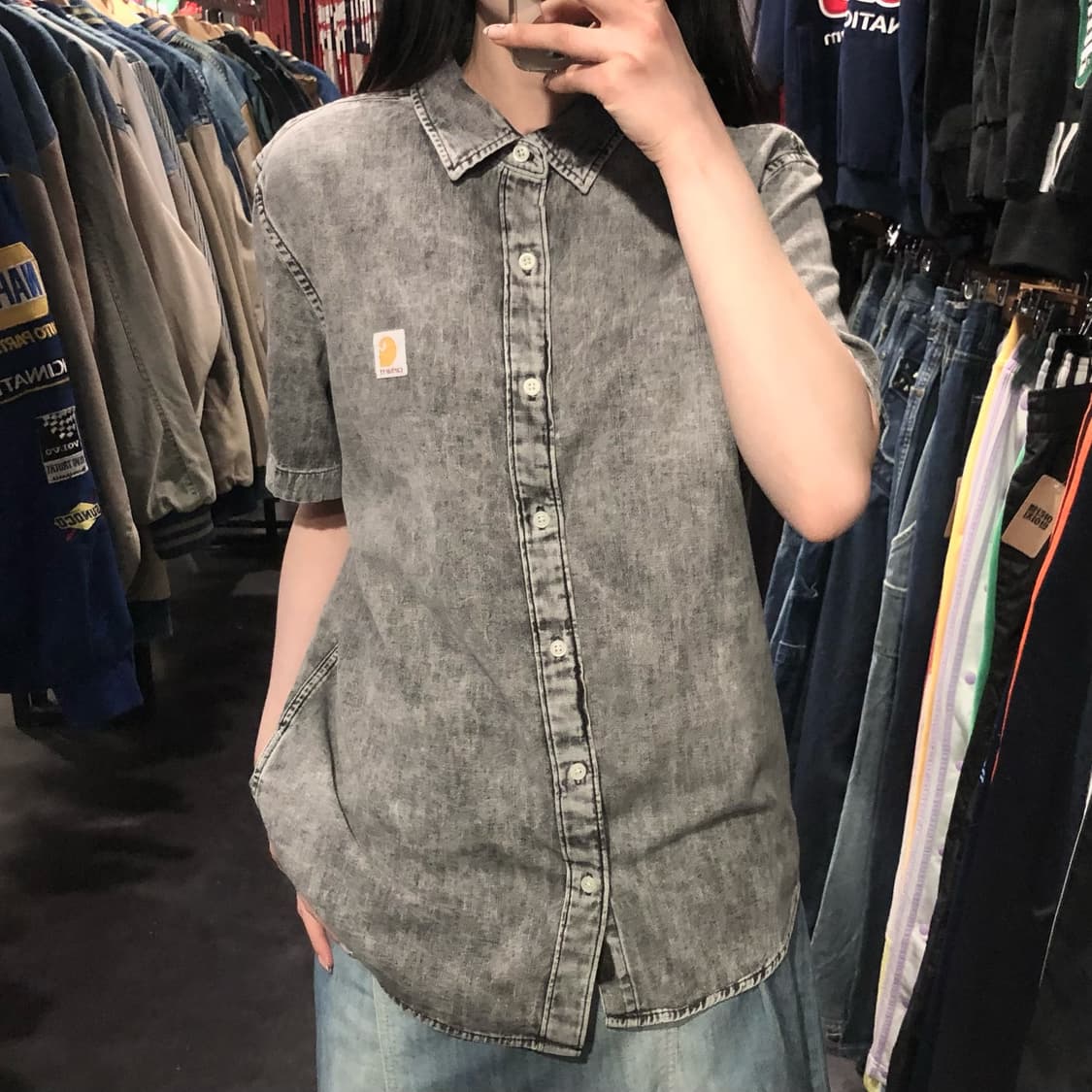 [IM] Carhartt 칼하트 반팔 데님 셔츠 그레이 상품이미지2