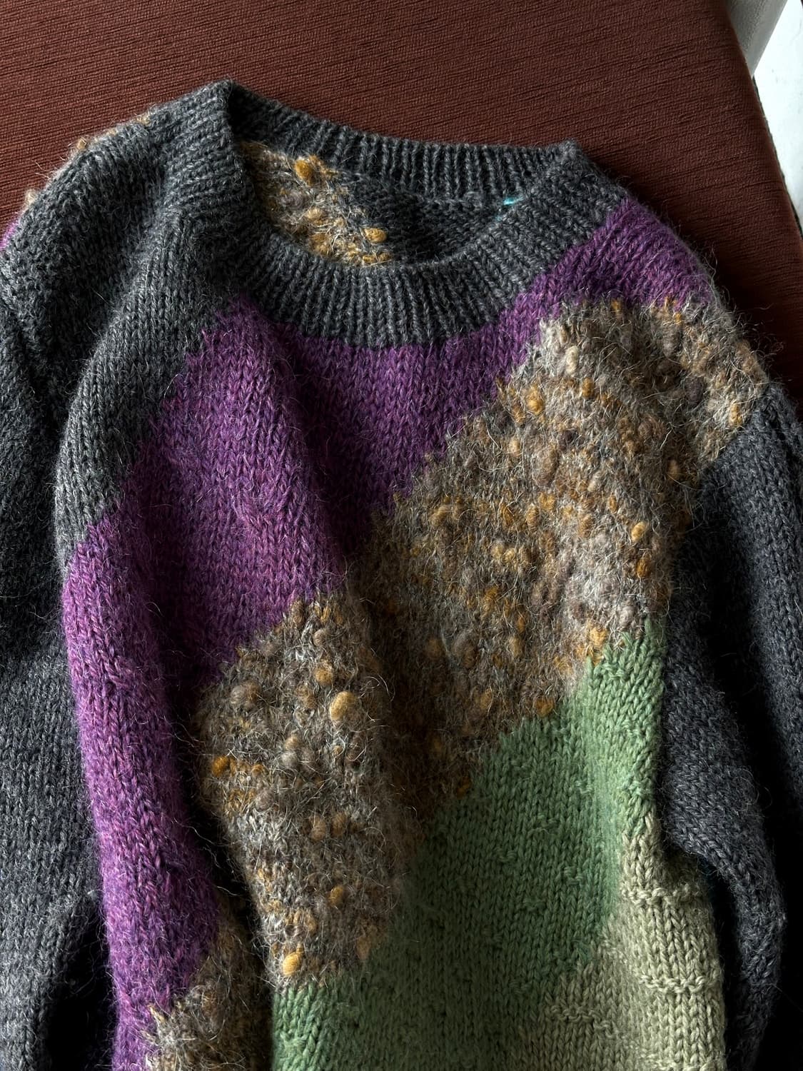 Boucle panel design pattern wide knit 상품이미지5