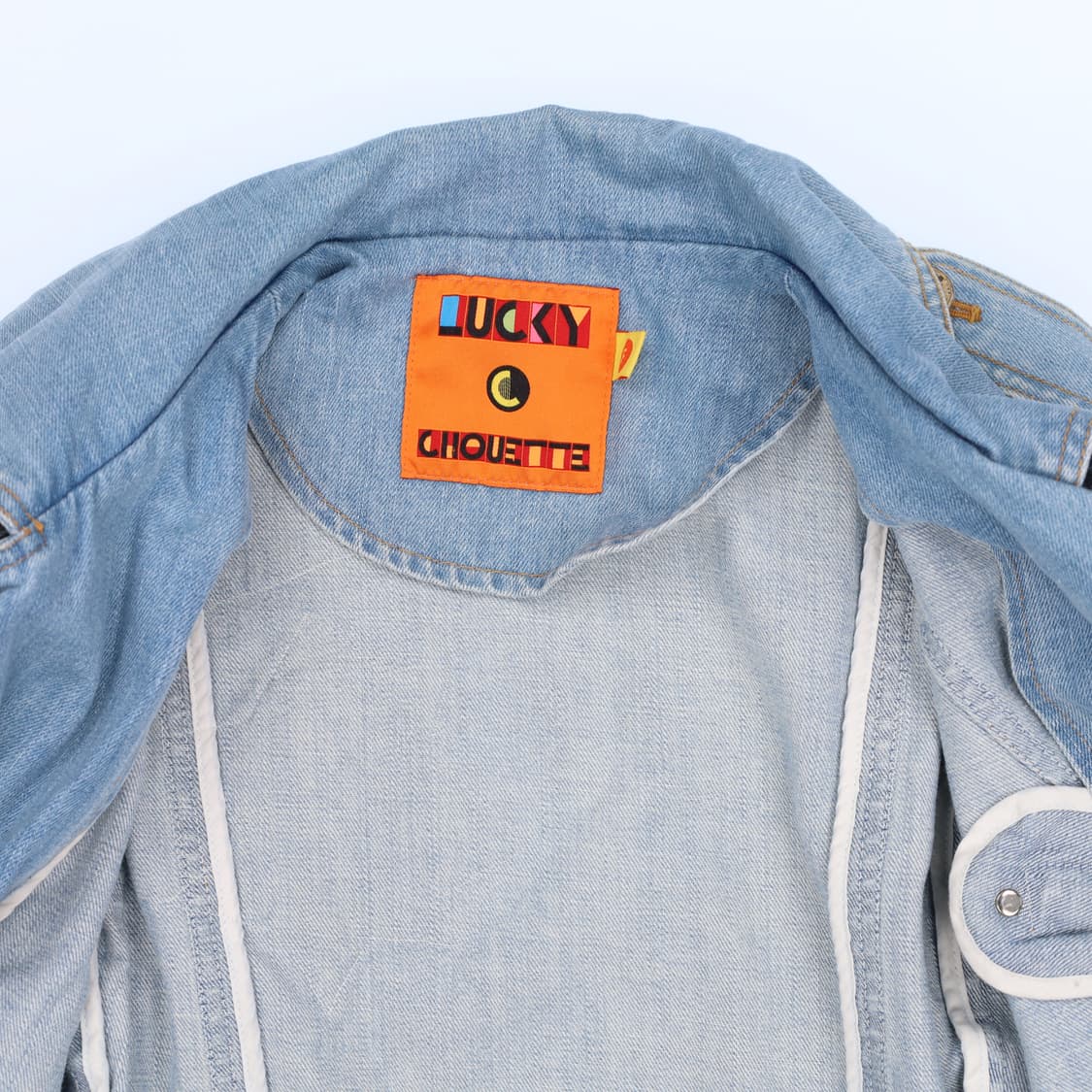 [Free] 럭키슈에뜨 패치로고 데님 라이더 청자켓 N7080 상품이미지6