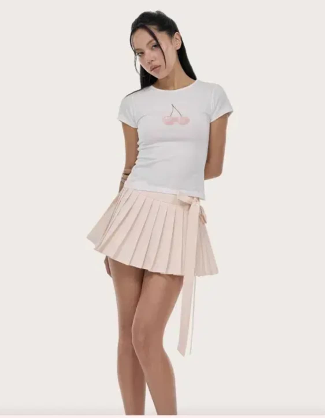 클리시어 트윙클 체리 탑 핑크 반팔티 M 상품이미지3