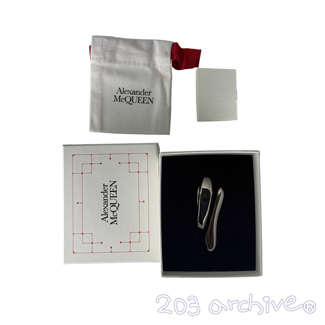 알렉산더 맥퀸 쓰리핑거 비대칭 실버 링 상품이미지2