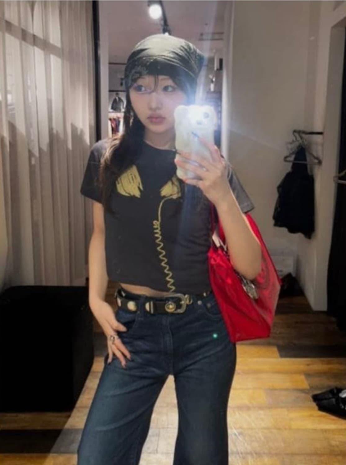 [S] 바퀘라 X Moussy 헤드폰 베이비 티셔츠 블랙 상품이미지2