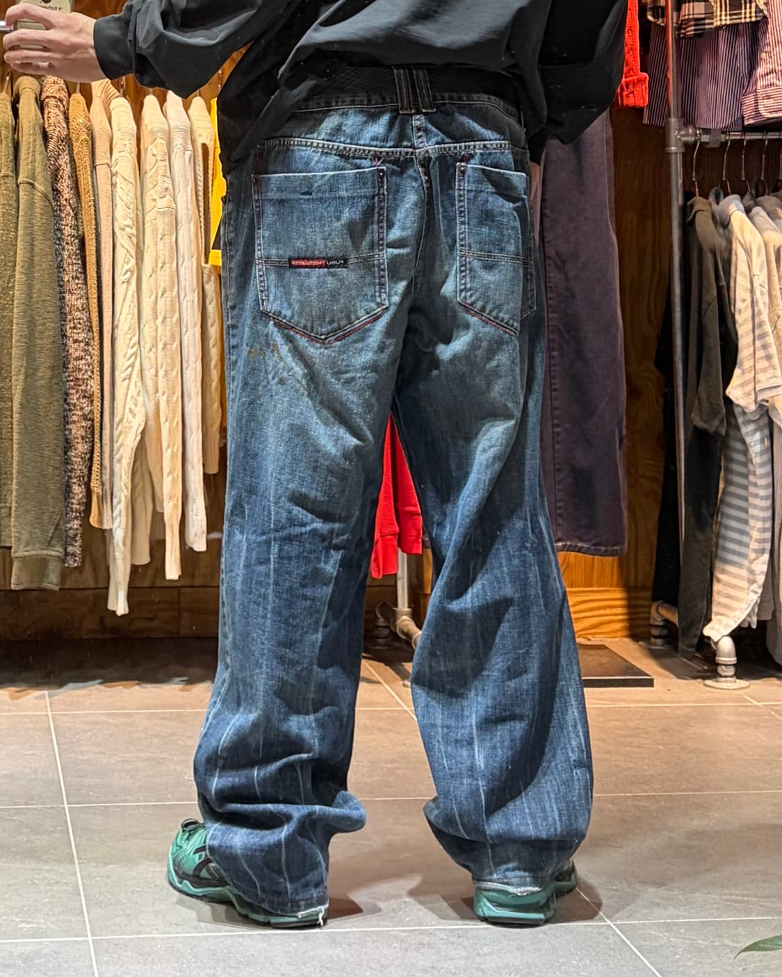 36in FUBU 푸부 더티페인팅 워싱 와이드 데님팬츠 상품이미지2