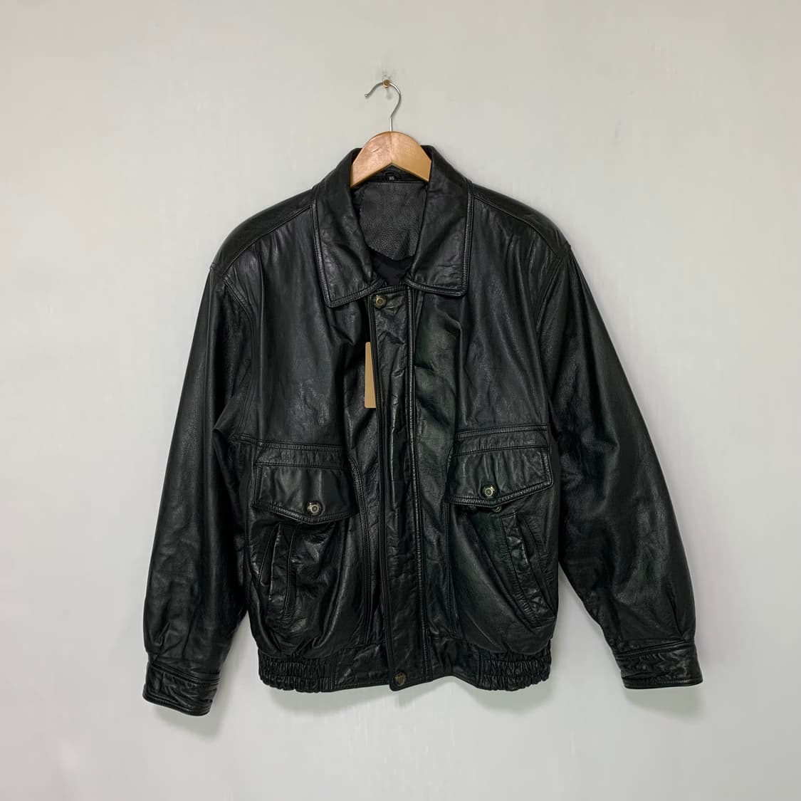 블랙 리얼 레더 소가죽 봄버 자켓 빈티지 남녀공용 95 상품이미지1