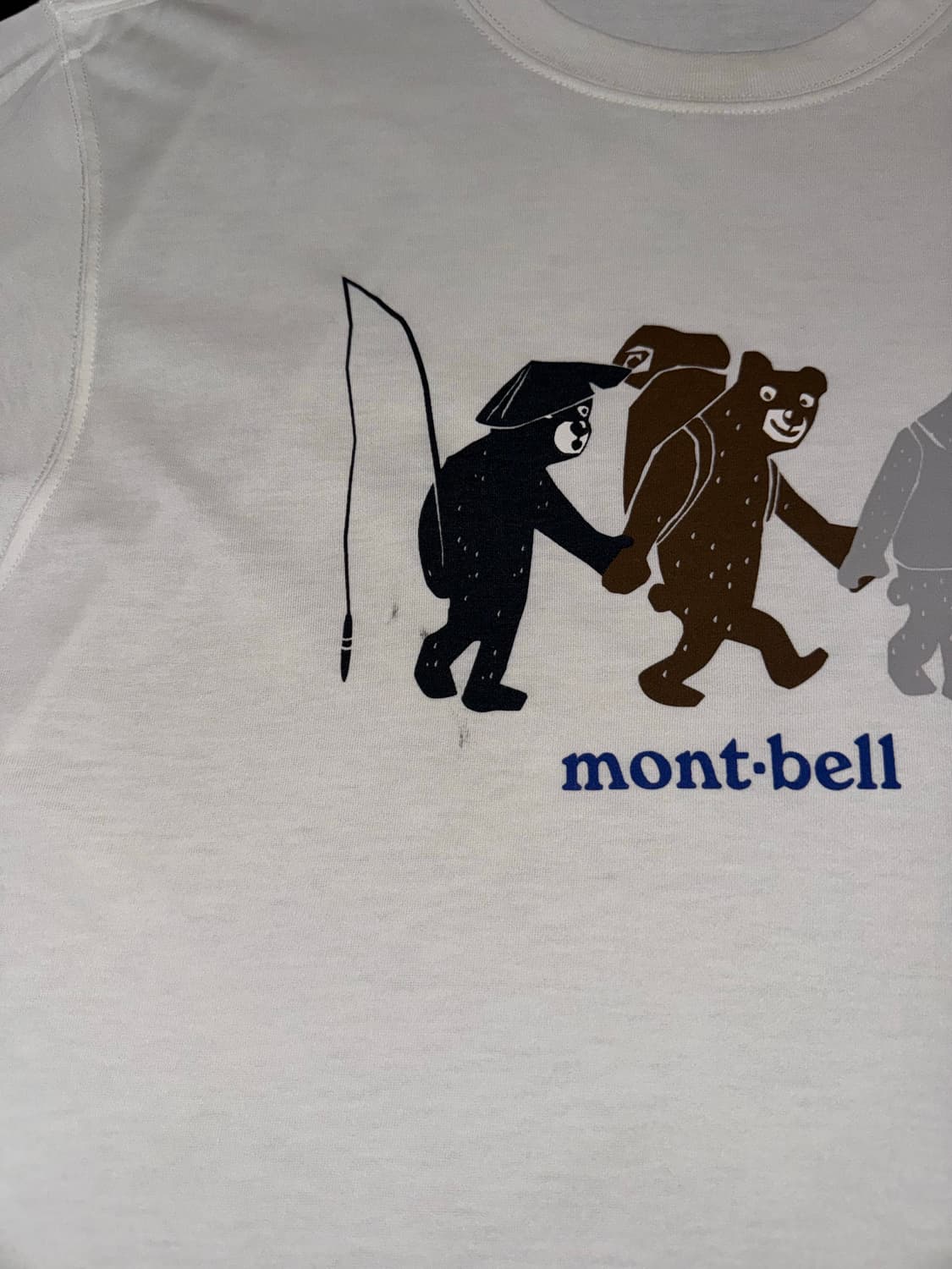 [M] 00s 몽벨 재팬 재패니즈 베어 그래픽 스포츠 티셔츠 화이트 상품이미지4