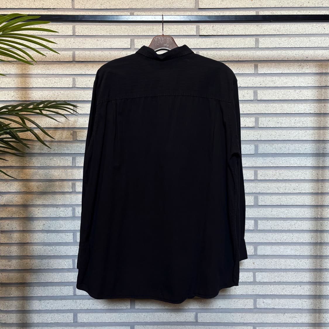 USA VINTAGE 레이스 인서트 코튼셔츠 스티치 라인 디테일 블랙 상품이미지3