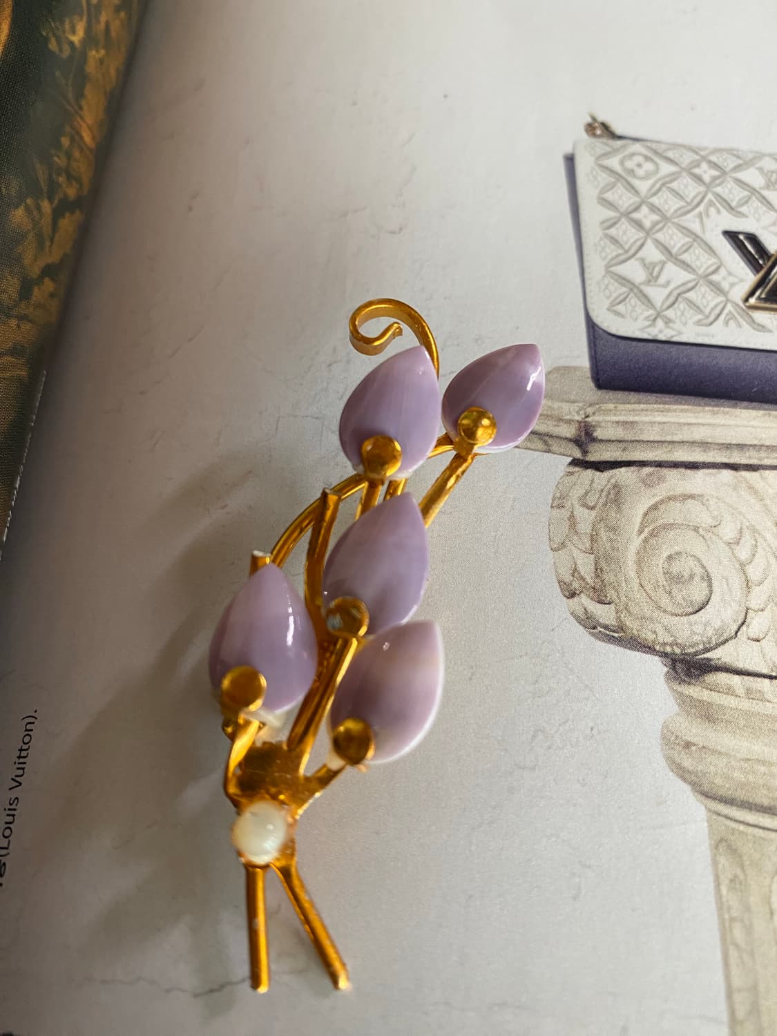 라일락 골드 브로치 빈티지 상품이미지4