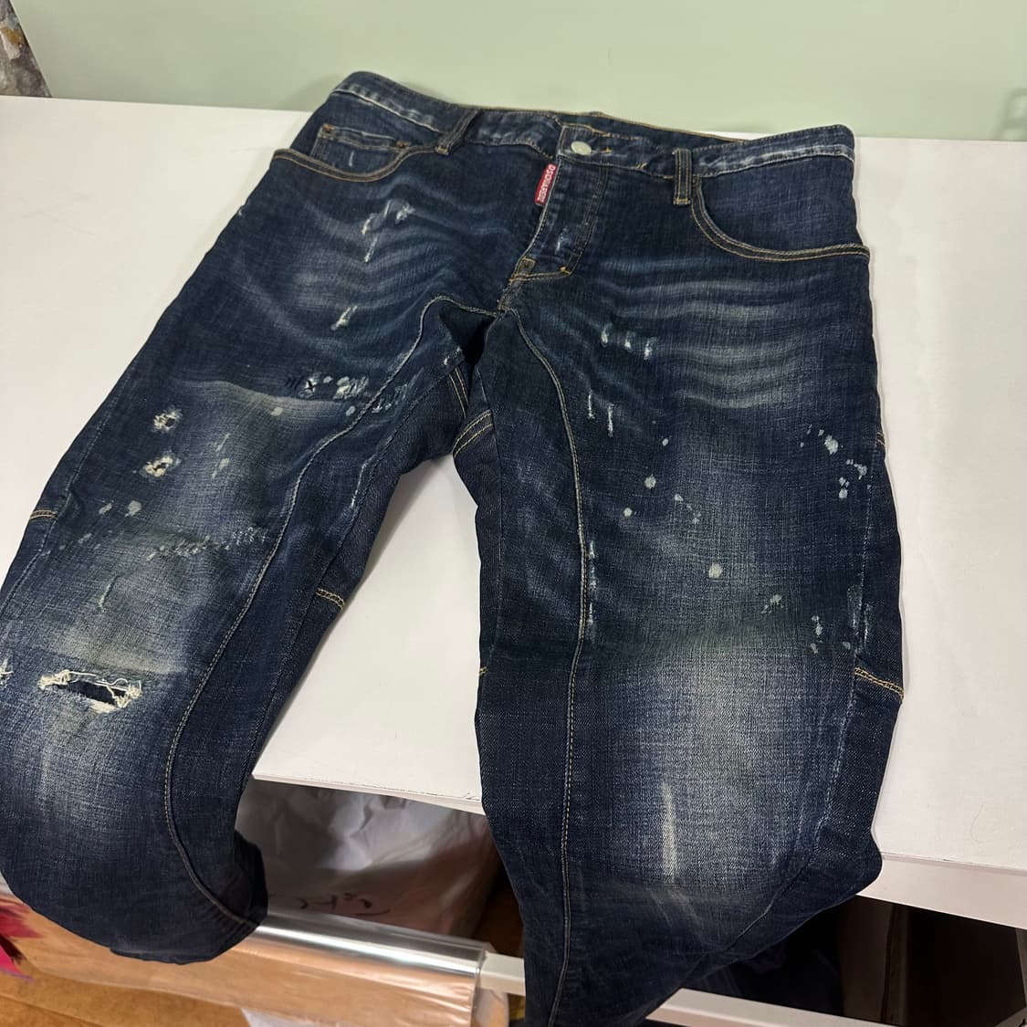 48 M 디스퀘어드2 페인팅 찢청 바이커진 상품이미지3