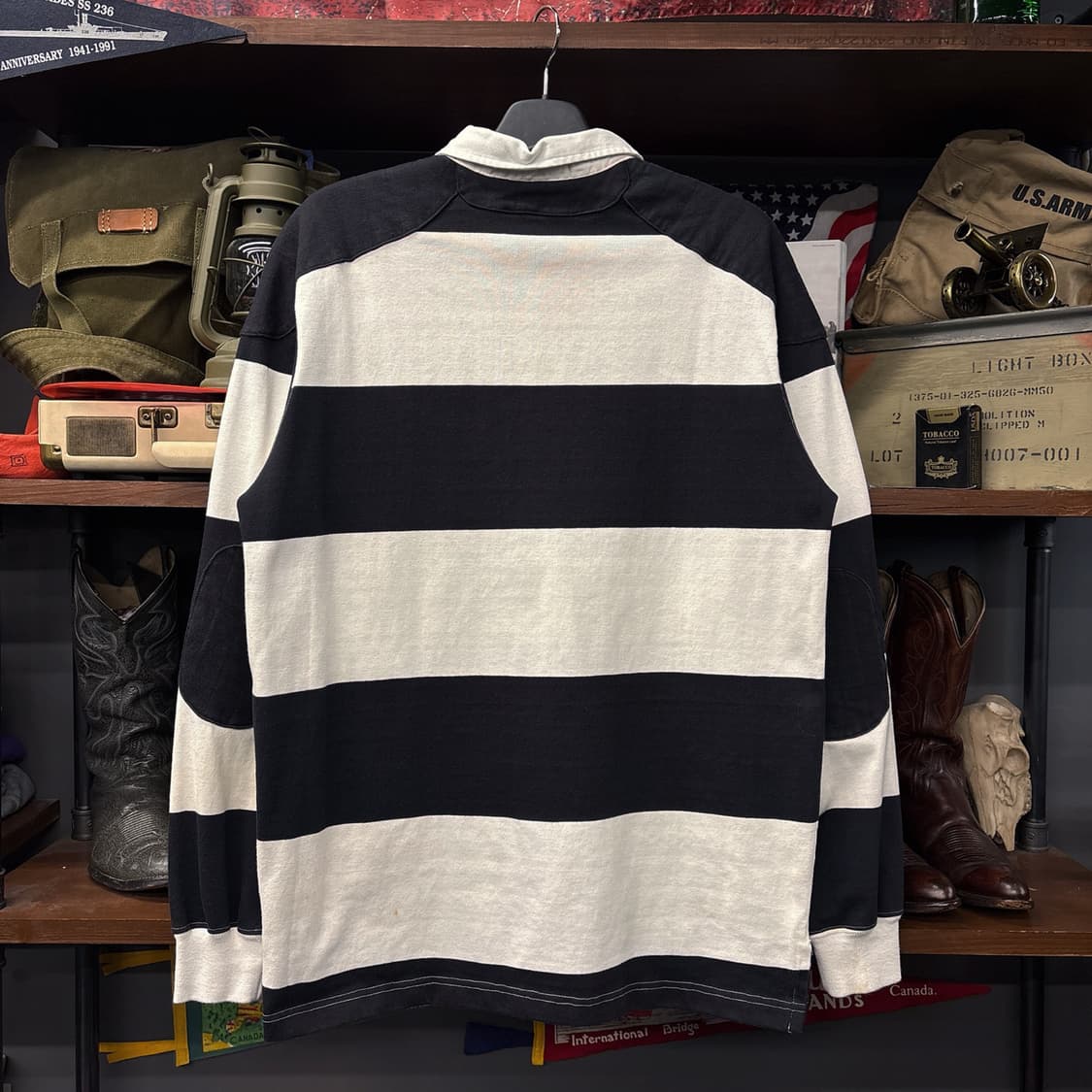 90s 폴로 랄프로렌 스트라이프 럭비티 셔츠 월계수 로고 프레피 N321 상품이미지2