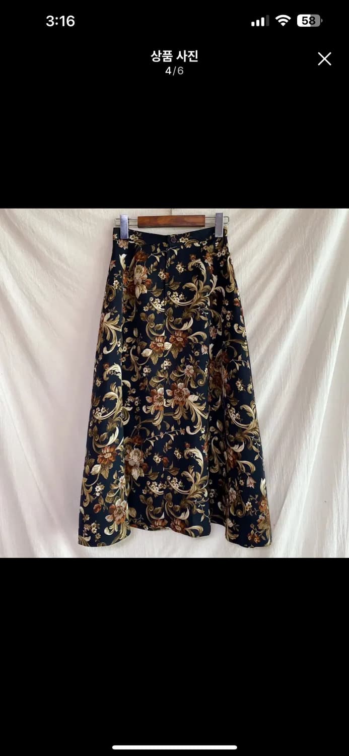 빈티지 플라워 패턴 플레어 롱스커트 롱치마 상품이미지4