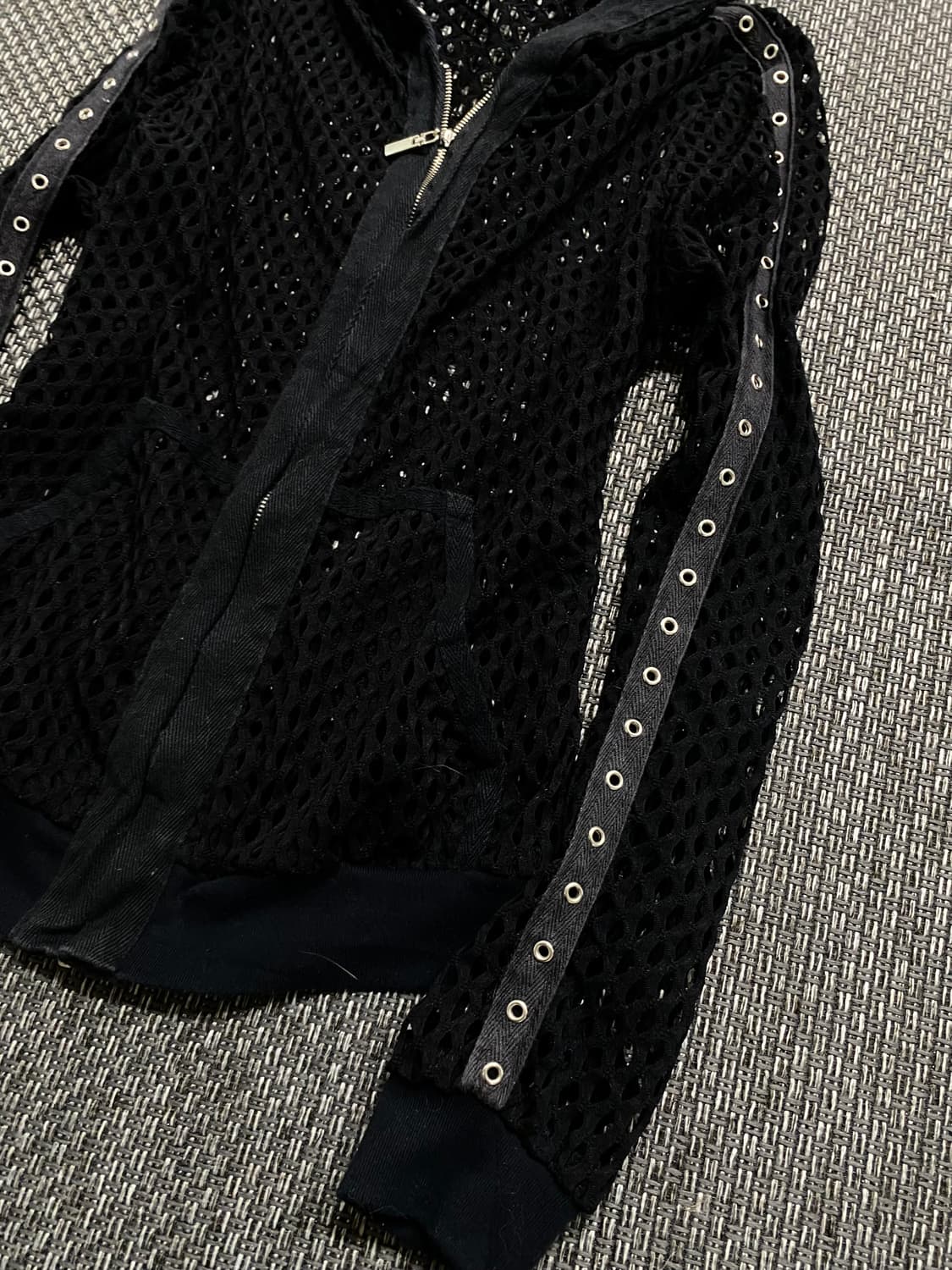 Y2K Girl Eyelet Detail Mesh Crop Hoodie  상품이미지4