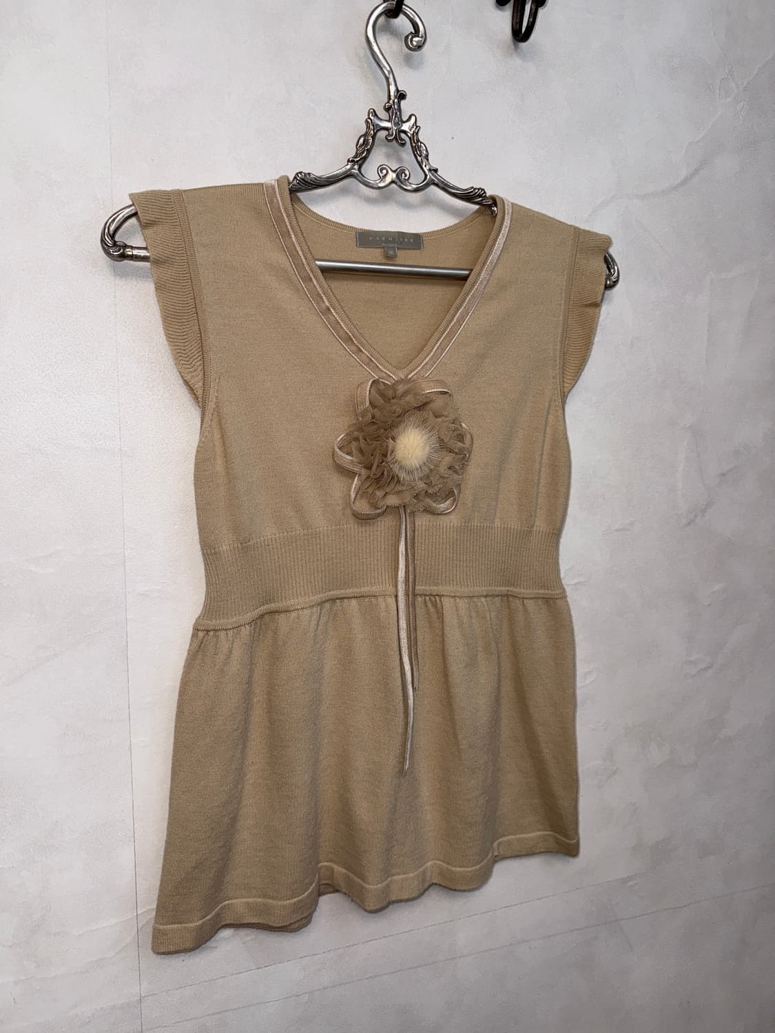 Beige bohemian flower corsage knit 상품이미지4