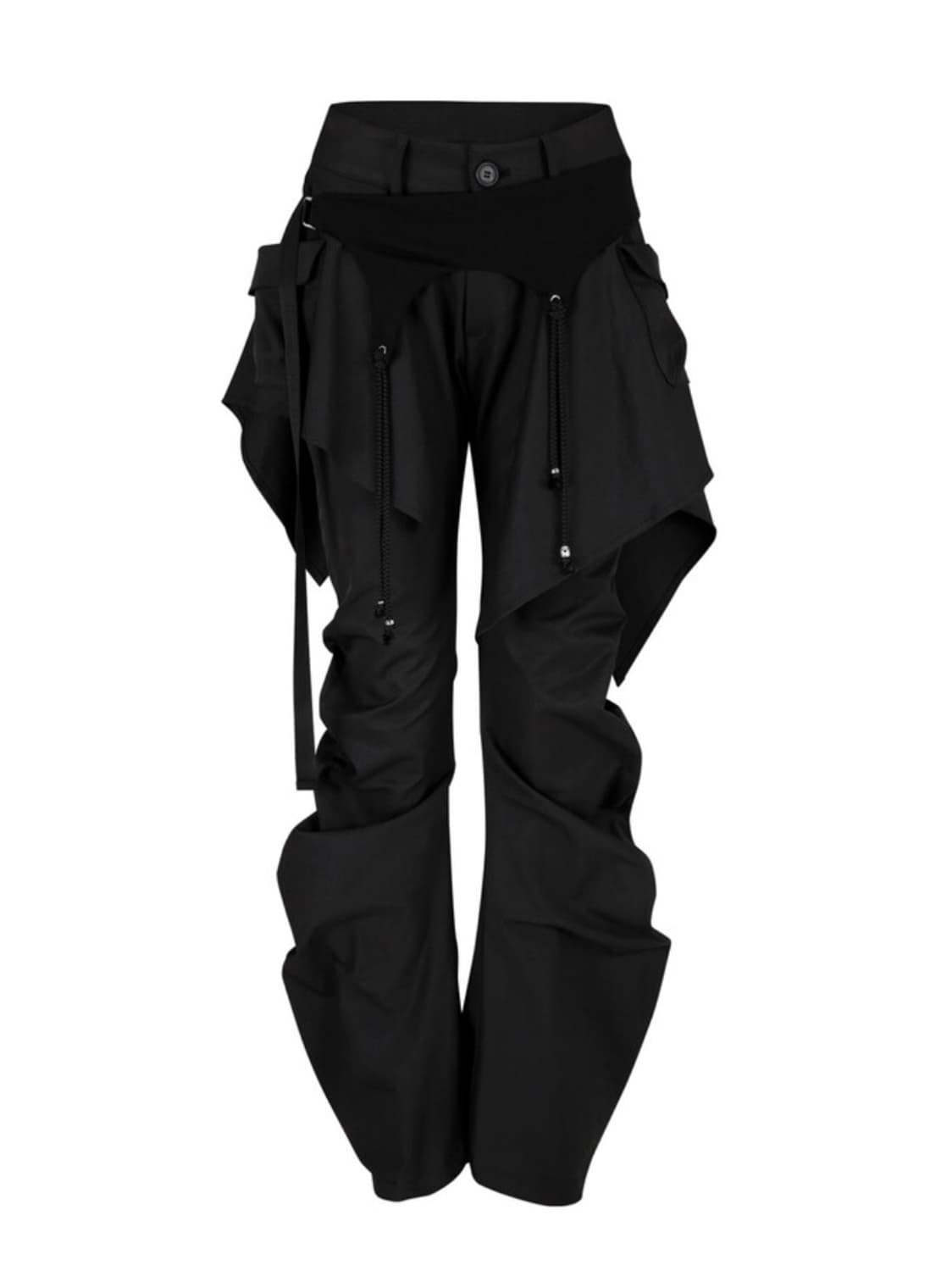 (택포) 카시코 레이어드 스트랩 팬츠 블랙 상품이미지1