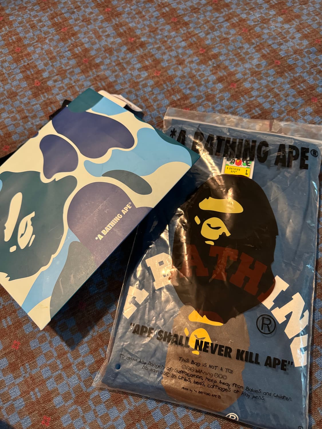 베이프 컬리지 티셔츠 네이비 L 새상품 상품이미지1