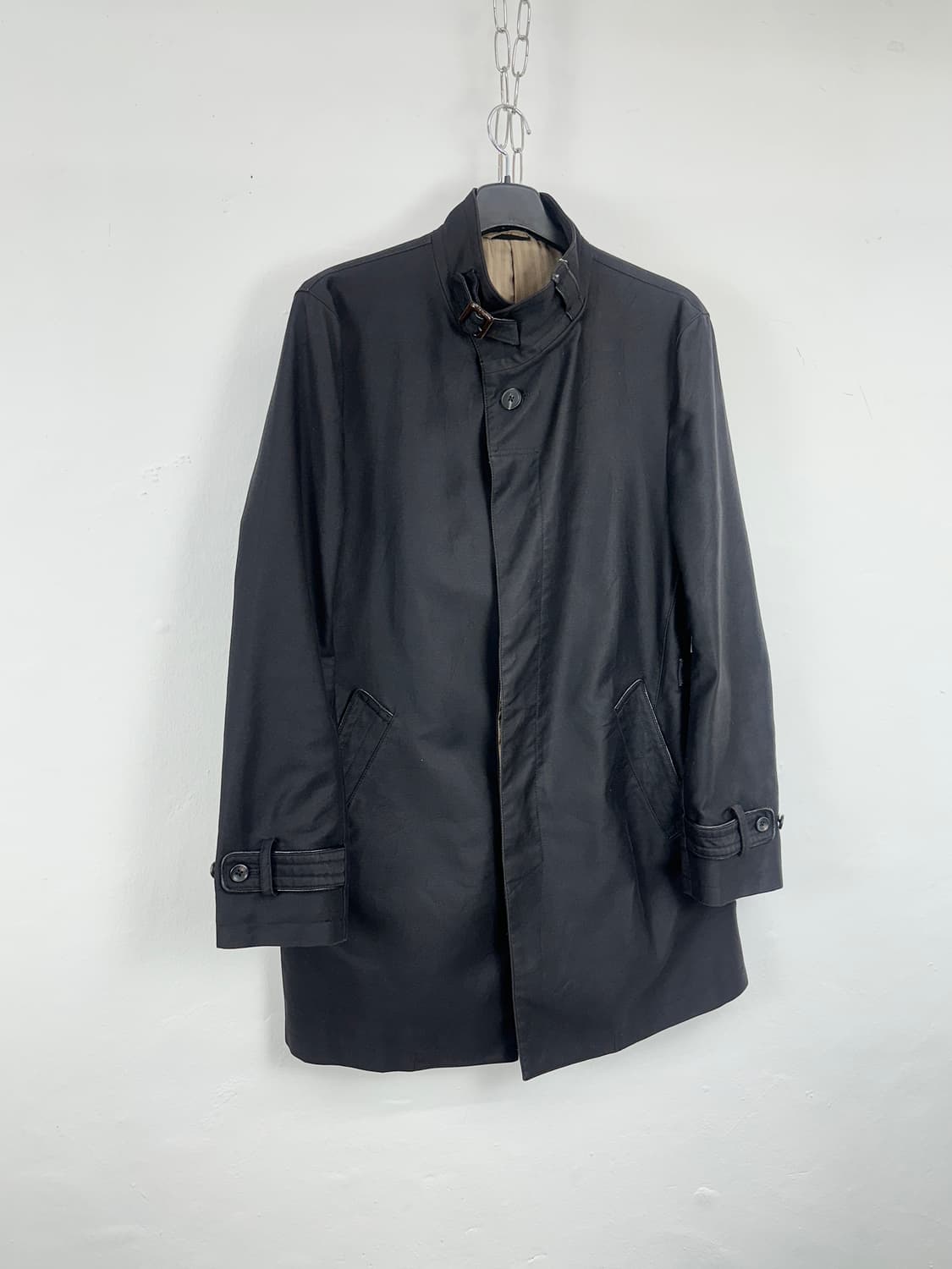 BOYCOTT Leather Trim Trench Coat 상품이미지1
